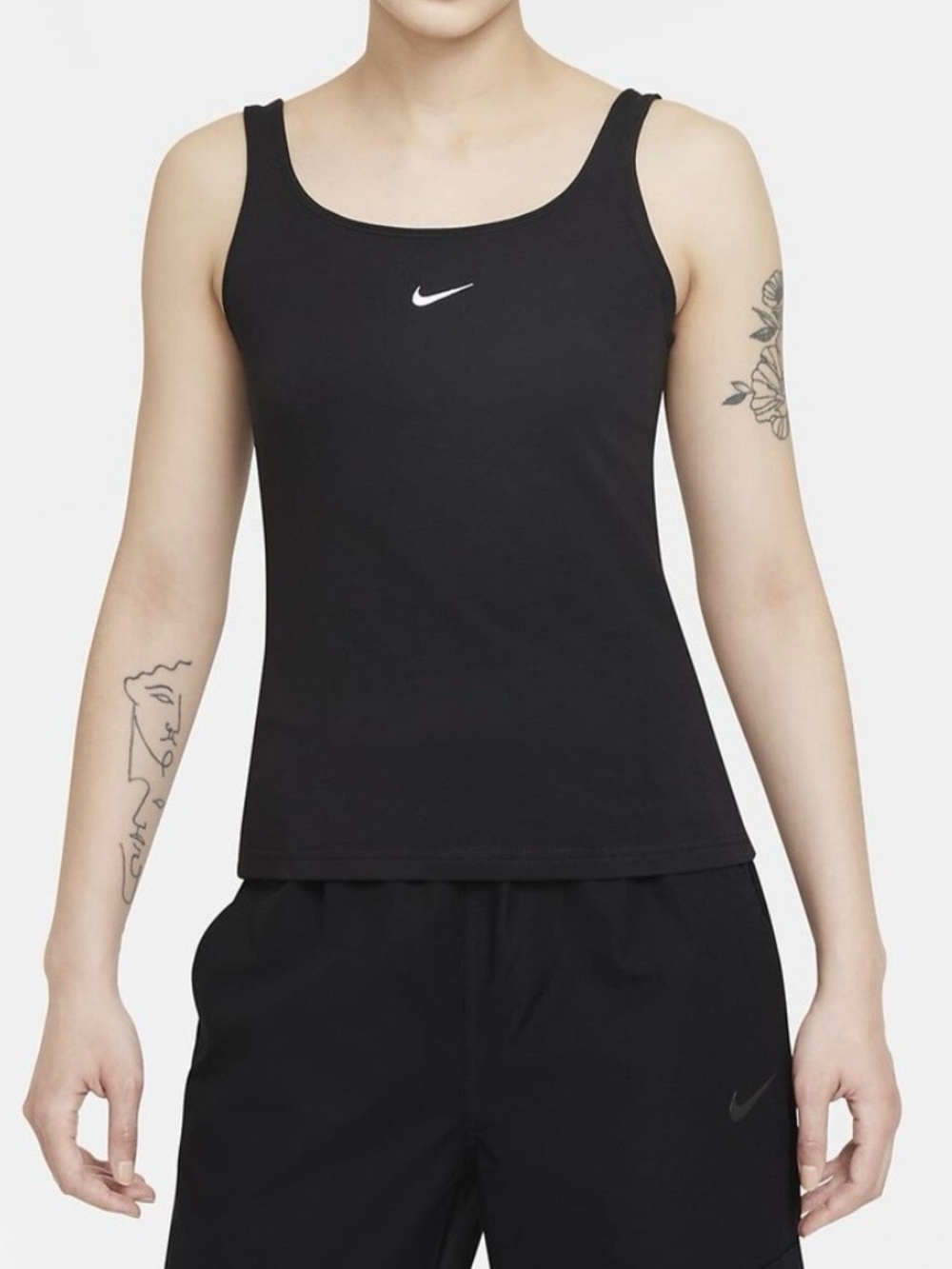 Nike Black Scoop Neck Tank with White Swoosh size S